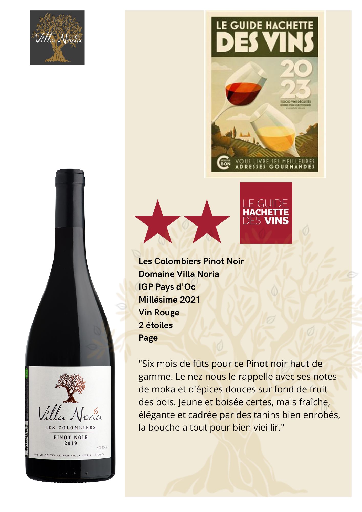 Guide Hachette Des Vins 2023: Les Colombiers Pinot Noir 2 étoiles ⭐⭐ ...